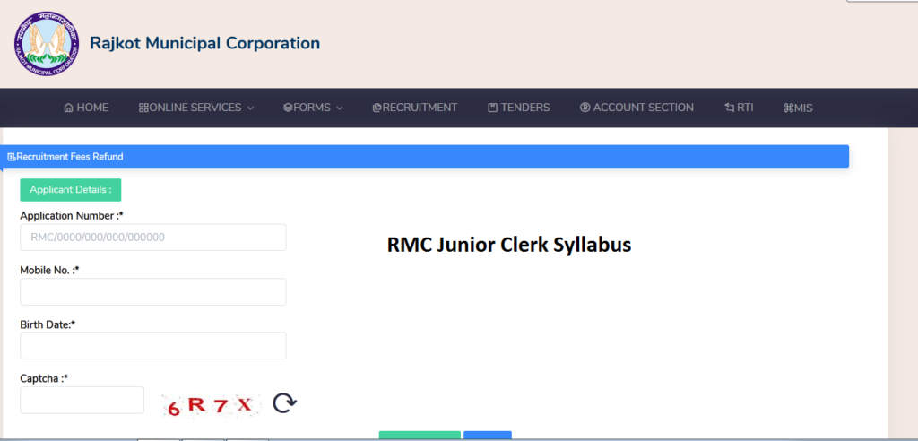 RMC Junior Clerk Syllabus exam Pattern Download Online