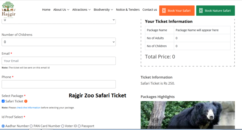Rajgir Zoo Safari Ticket