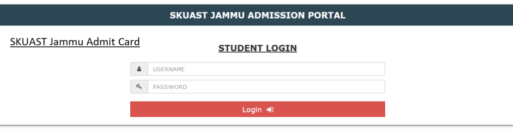 SKUAST Jammu Admit Card