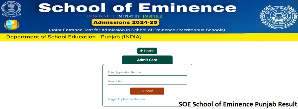 SOE School of Eminence Punjab Result  Download Online