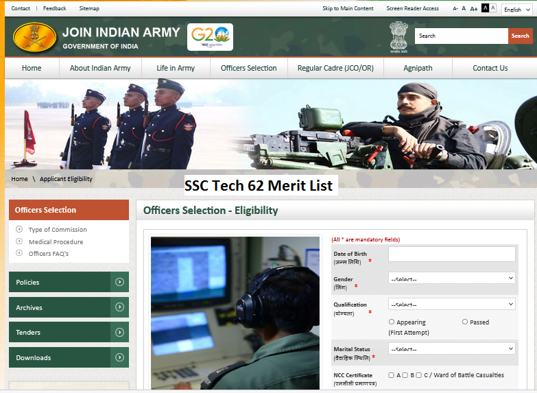 SSC Tech 62 Merit List