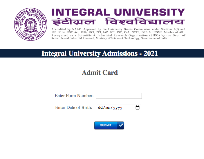 Integral University Admit Card 2022 iul.ac.in