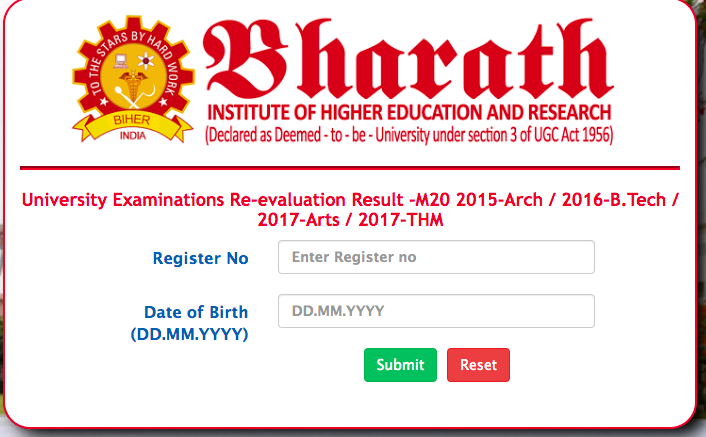 Bharath University Results 2023; BA B.Sc 1st 2nd 3rd 4th 5th 6th Sem Result