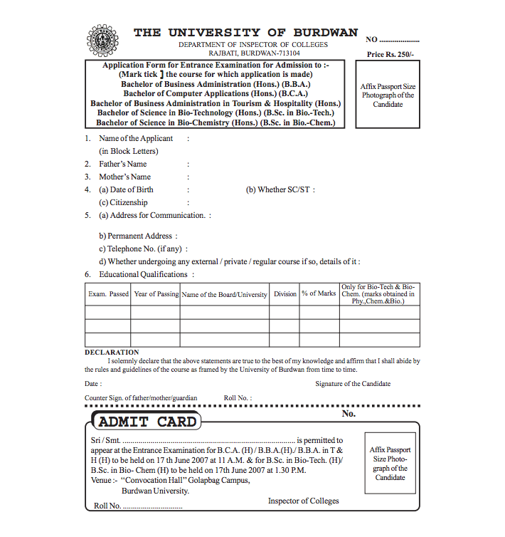 Burdwan University Admit Card 2023 ; Semester Download @ Buruniv.ac.in ...