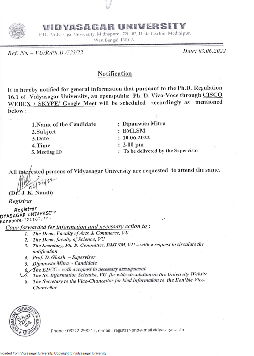 Vidyasagar University Exam Routine 2023 Download Now