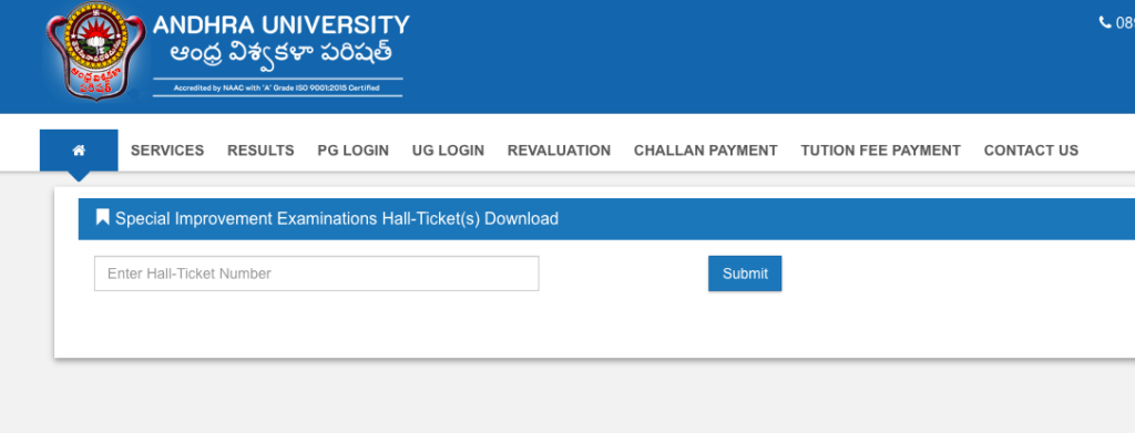 Andhra University Hall Ticket 2023 ; aucoe Distance Admit Card {Published}