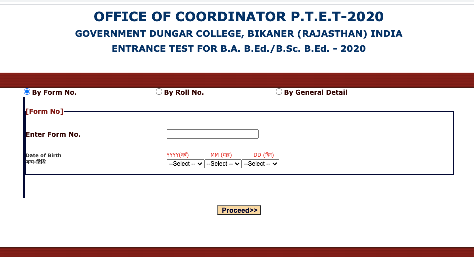 how to download rajasthan ptet ba bsc bed admit card 2022 online