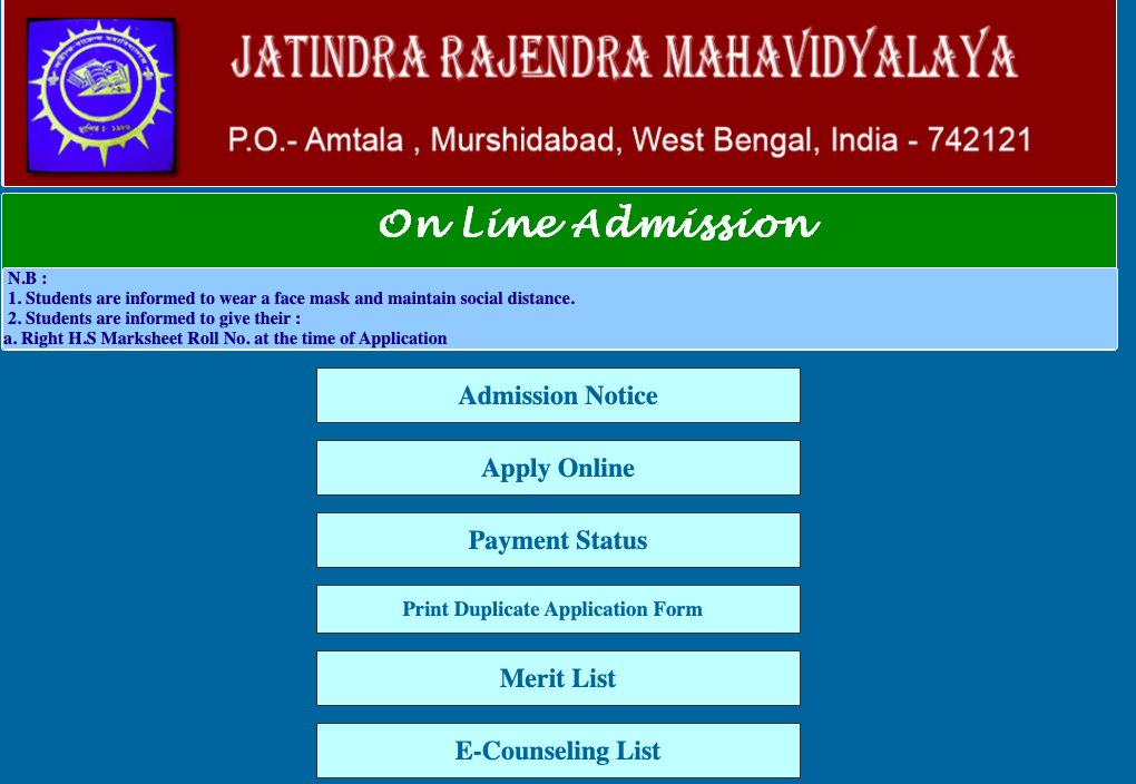 jatindra rajendra mahavidyalaya merit list release notice 2020