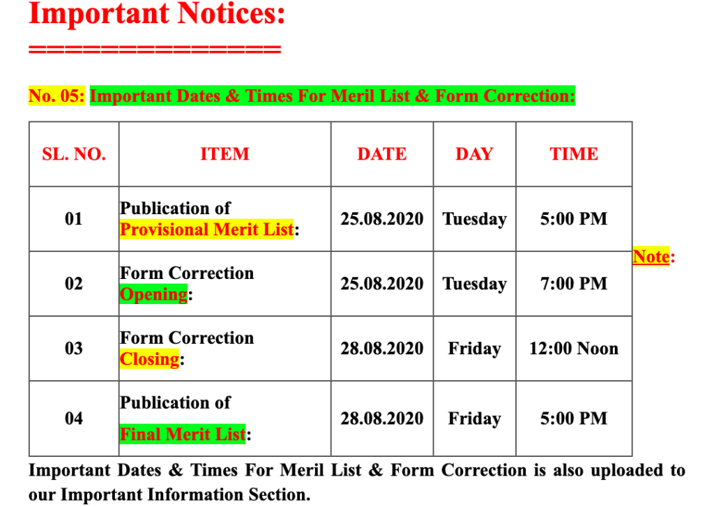Sundarban Mahavidyalaya merit list notice 2020-21