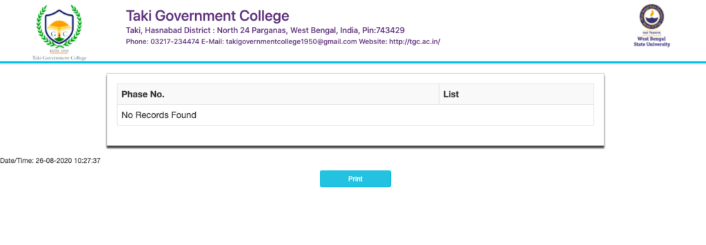 taki govt college merit list link notice