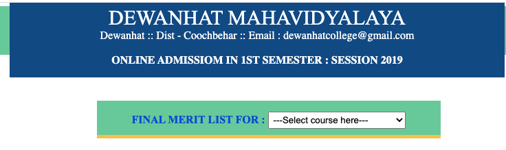 Dewanhat Mahavidyalaya Merit List 2023 Check in this box