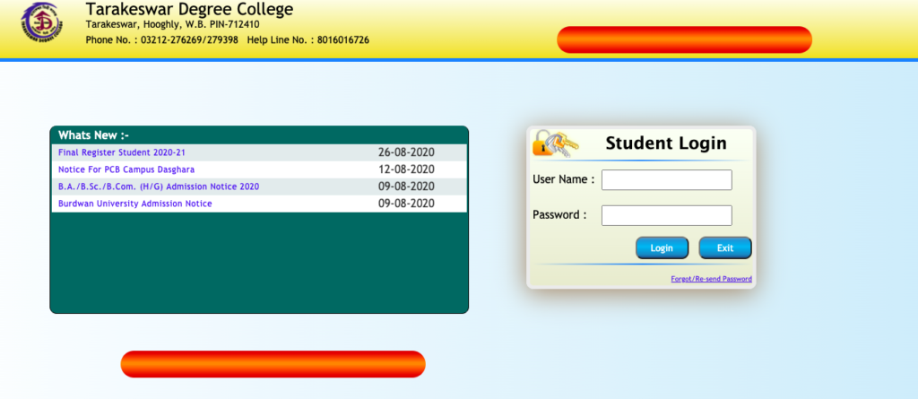 Tarakeswar Degree College Admission Merit list (Final) Window