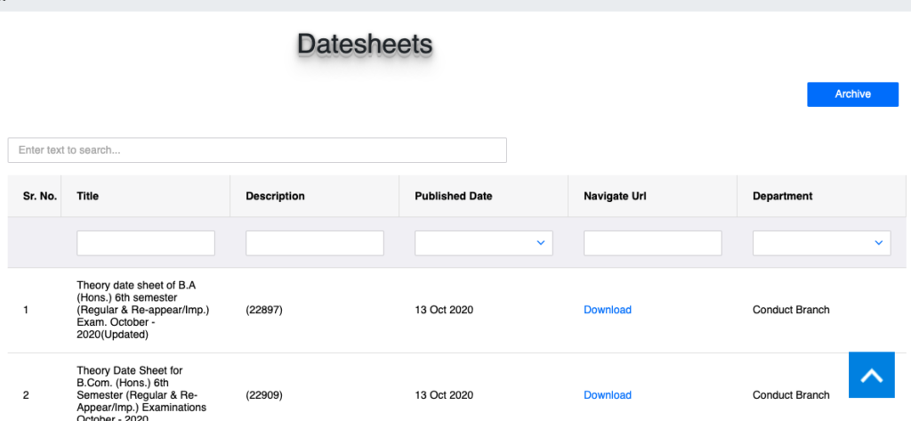 mdu all date sheet downloading links at 2024