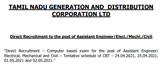 tangedco ae exam date notice declared 2023 assistant engineer
