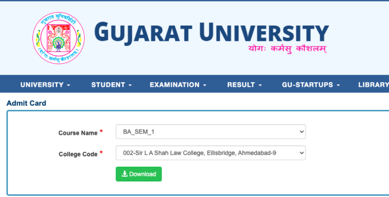 gujarat-university-hall-ticket-2023-out-sem-1-2-3-4-5-6-admit-card