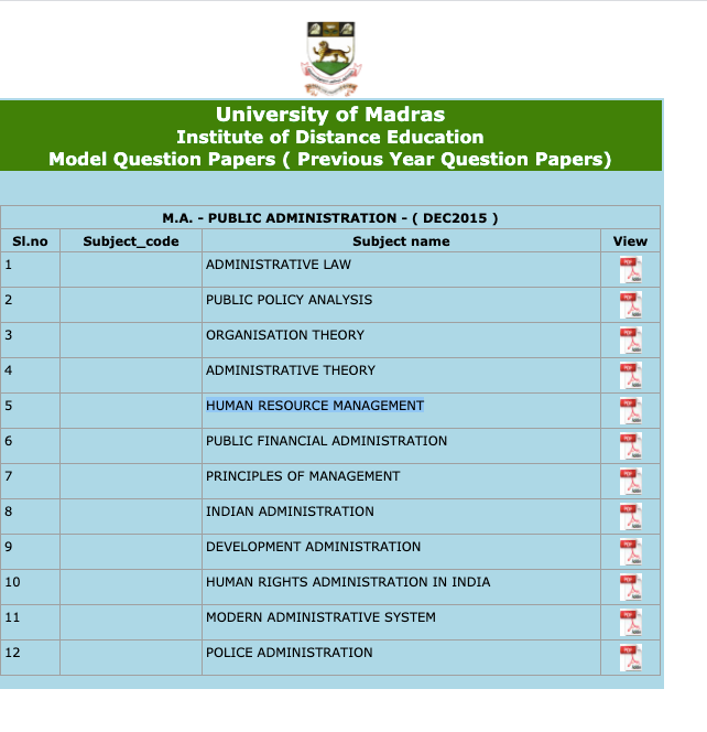 Madras University Distance Education Question Paper 