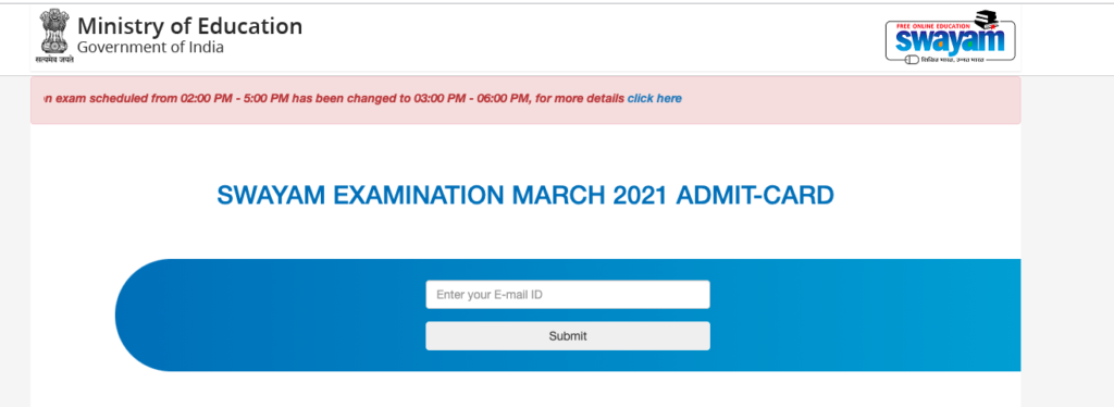 swayam admit card 2023 download links @ swayam.gov.in check now