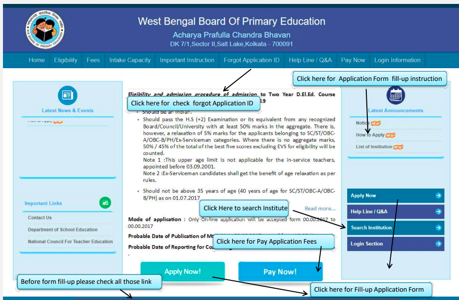 step by step to apply for WB TET Primary application form 2023