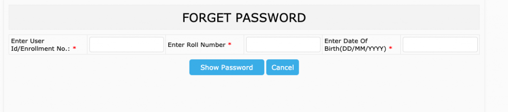 password forgot option for davv sis login 2023