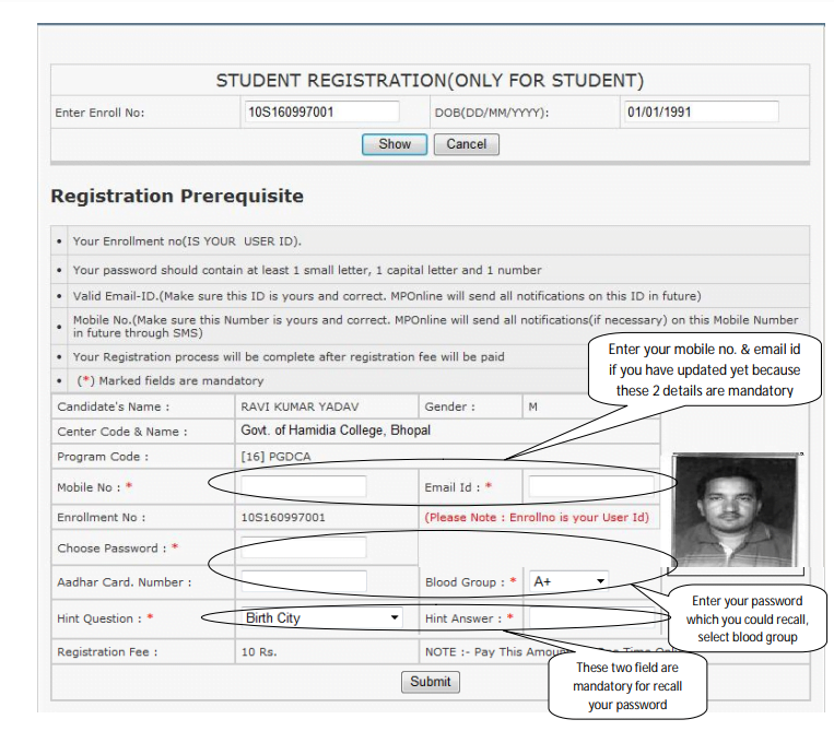 mcbu sis application form correction