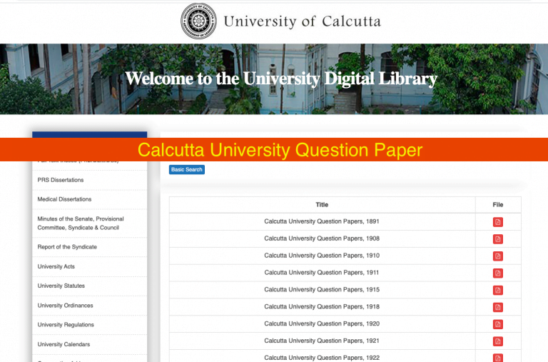 Calcutta University Question Paper Download {PDF} Online Exam 2024