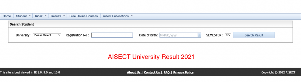 Check AISECT University Result 2023