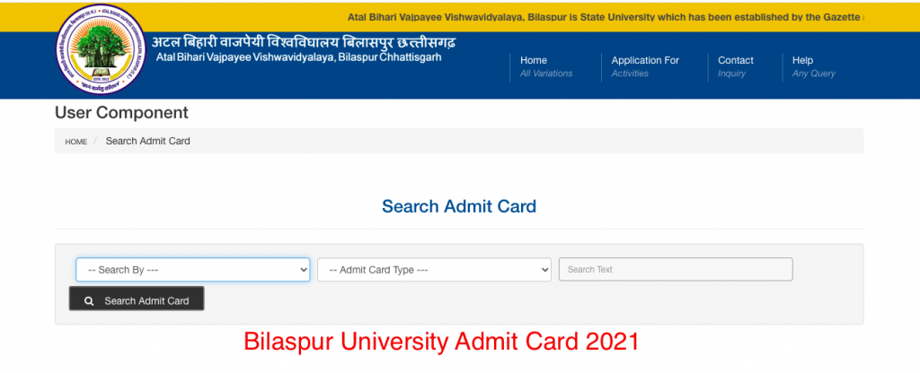 download exam.bucgexam.in admit card online bilaspur university 2022