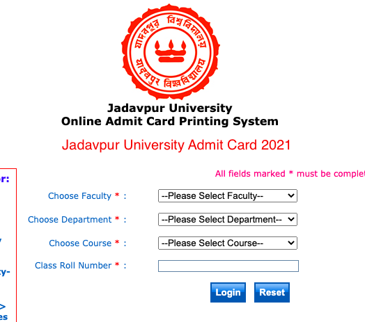 Jadavpur University Admit Card 2023