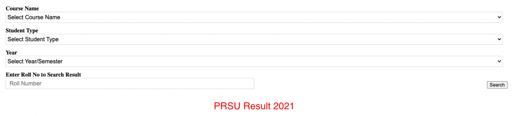 PRSU Result 2022 Download Semester wise