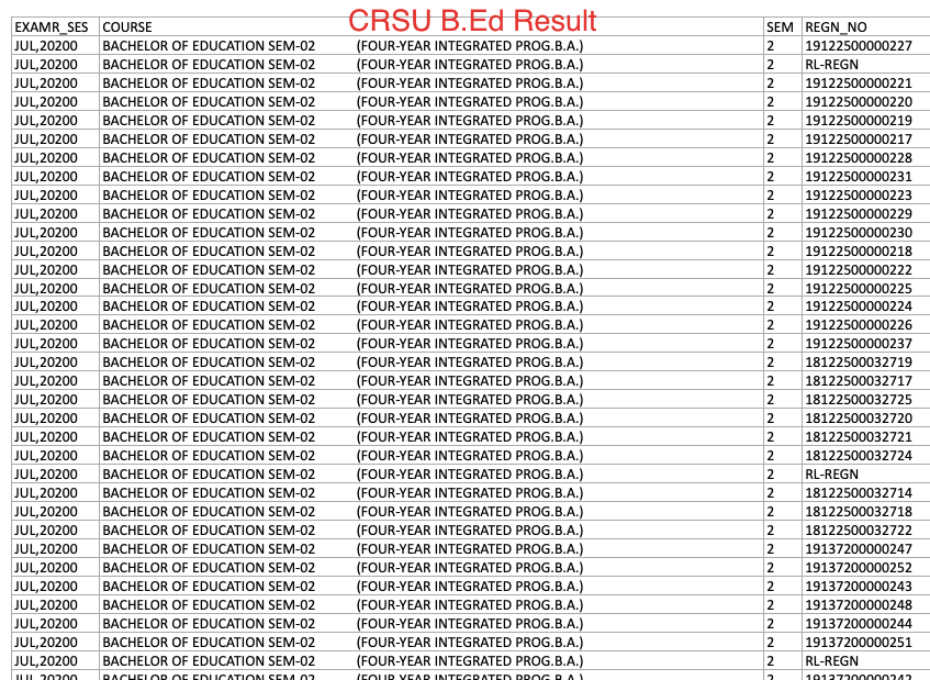CRSU B.Ed Result 2024