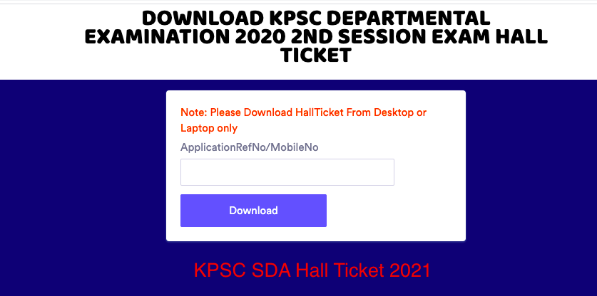 KPSC SDA Hall Ticket 2023 | Exam Date