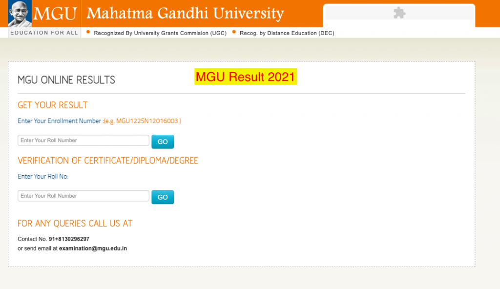 MGU Result 2022 Online Download Now, How to check Result online Mahatma Gandhi University Examination Result 2022,