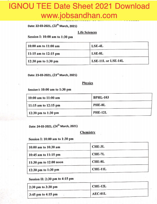 IGNOU TEE Date Sheet 2023 ; Download UG PG Exam Schedule {Published}