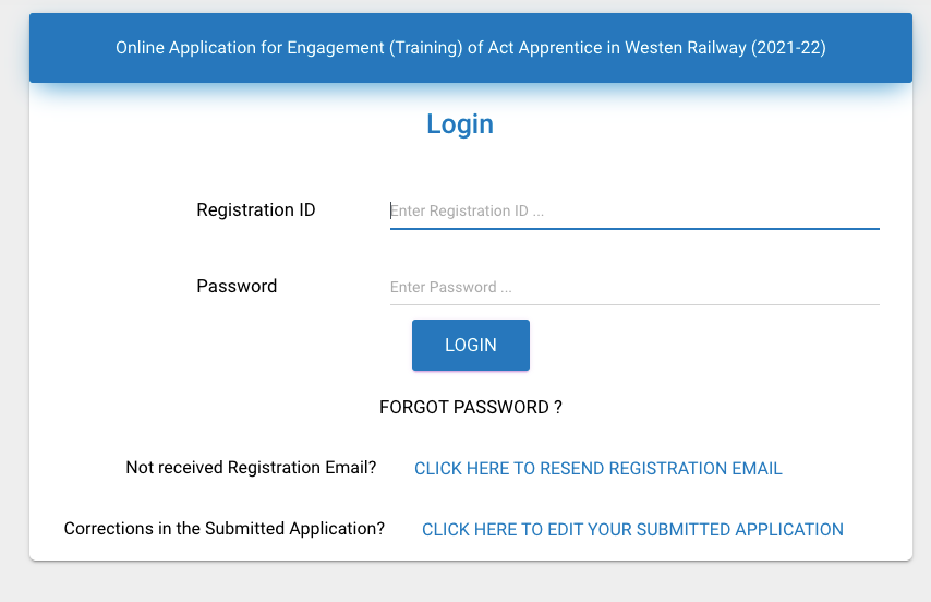 rrc western railway apprentice recruitment application form fill up link 2024