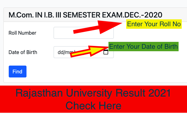 Rajasthan University Result 2022 Check Here