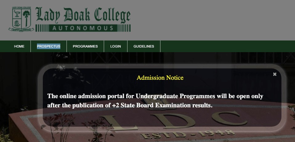 Lady Doak College admission 2024 Selection List download