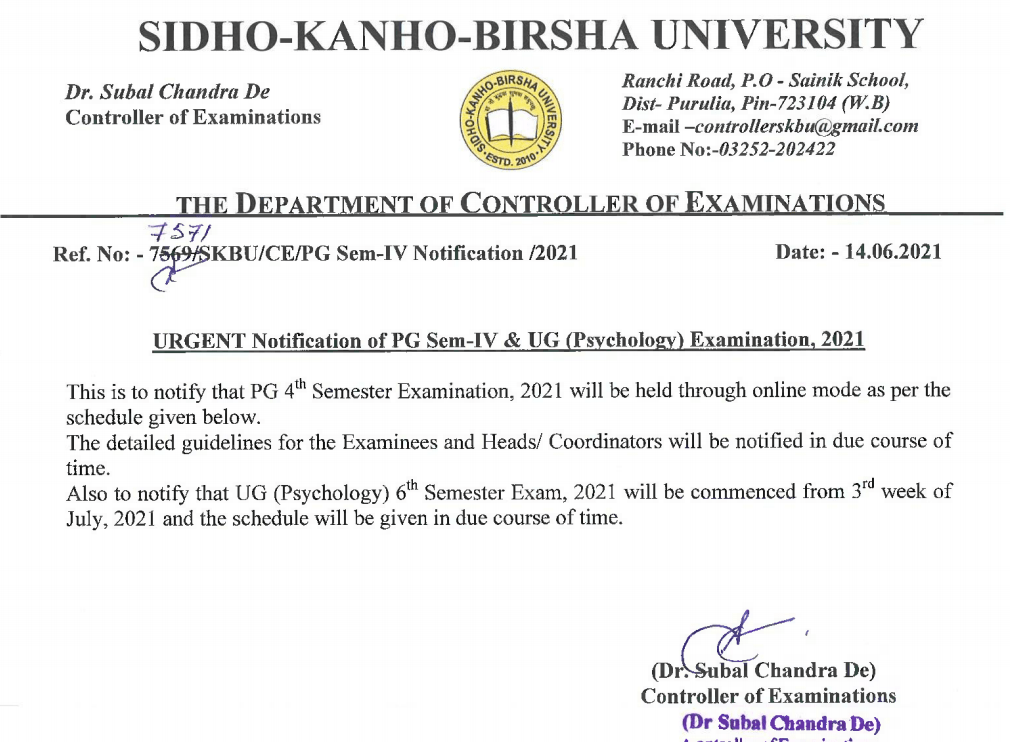 SKBU Exam Routine