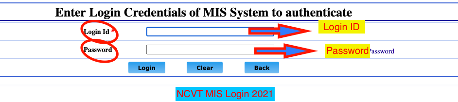 NCVT MIS Login 2023 Process