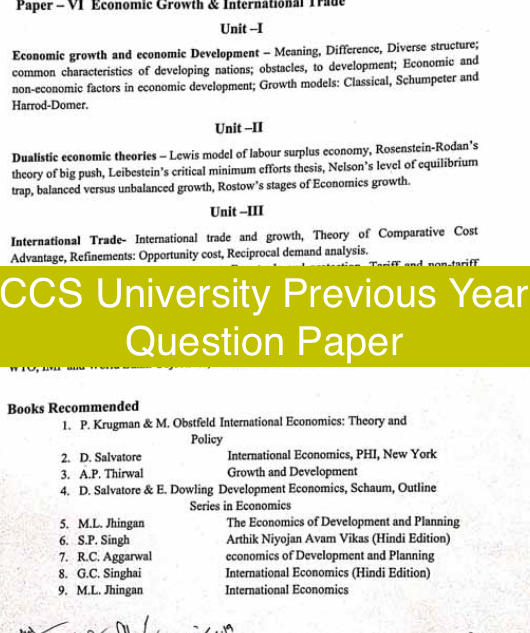 CCS University Previous Year Question Paper
