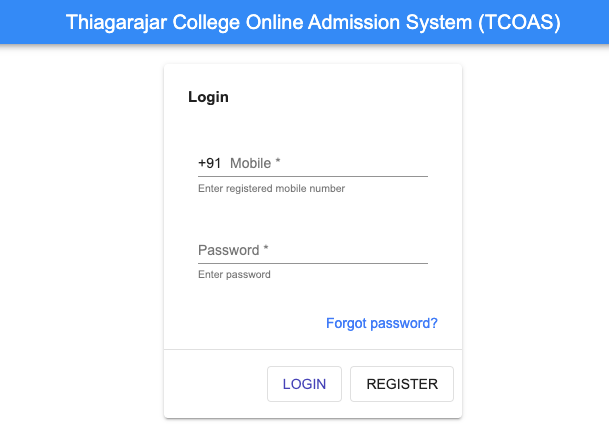 thiagarajar college online admission form 2023 selection list downloading option tcarts.in