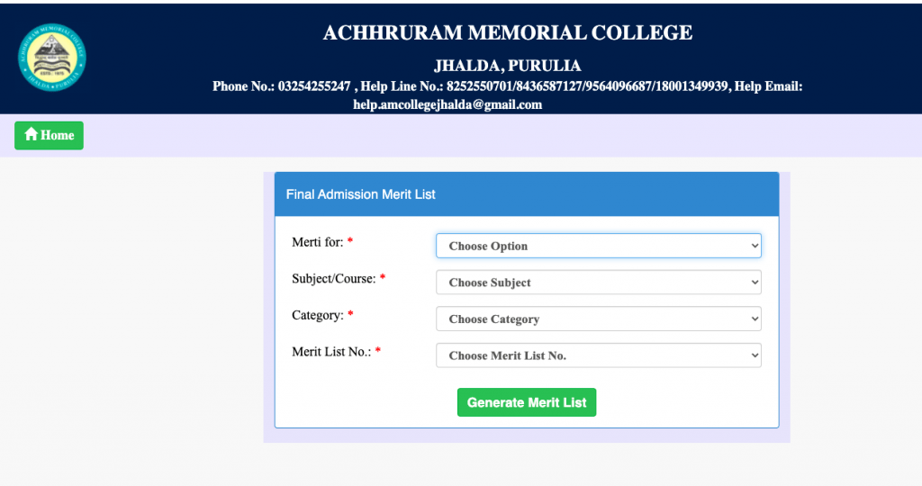 Achhruram Memorial College Merit List 2023 Check Now