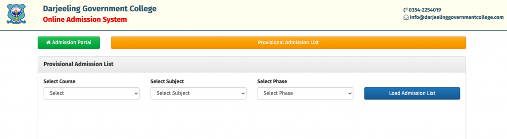 darjeeling govt college admission counselling list 2024 download 1st 2nd 3rd merit list