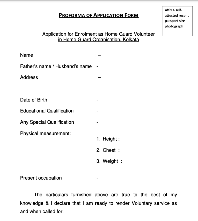 wb home guard recruitment 2023 application form pdf download online