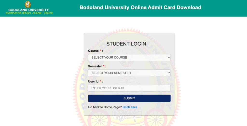 bodo university admit card download bduexam.in online 2023