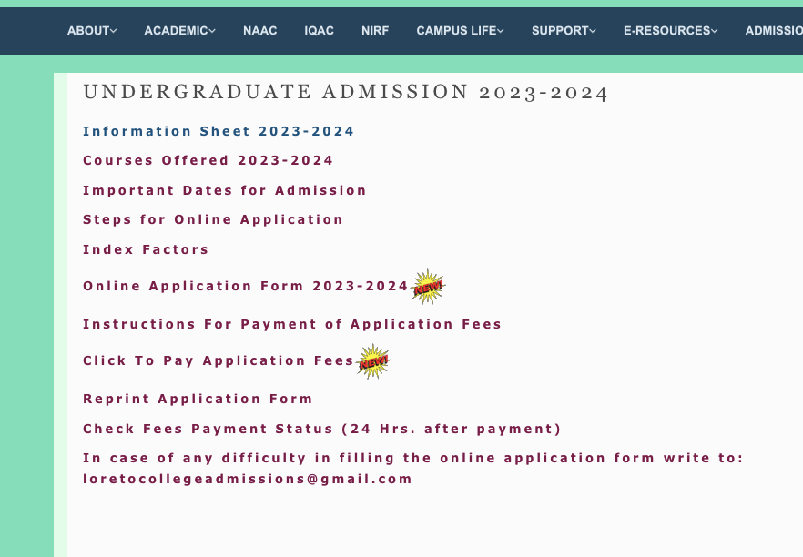 loreto college merit list 2023 download links