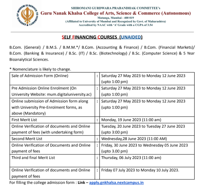 khalsa college matunga mumbai merit list 2023 download pdf