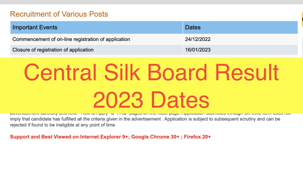 Central Silk Board Result 2023