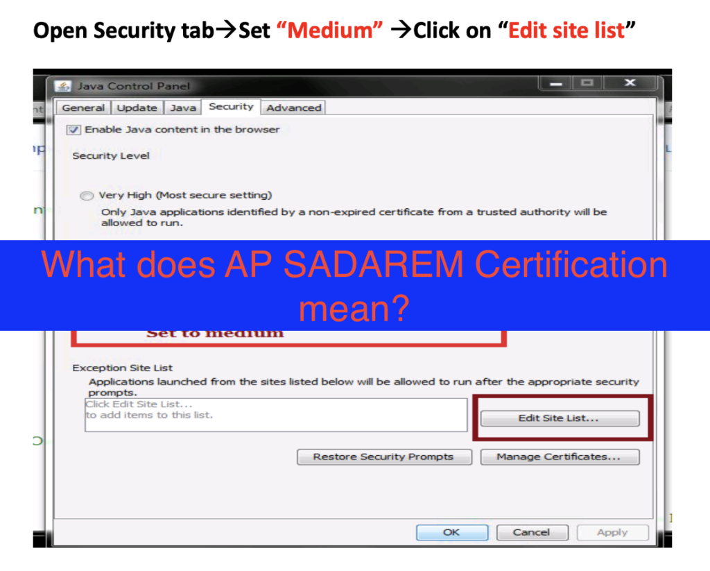 What does AP SADAREM Certification mean?