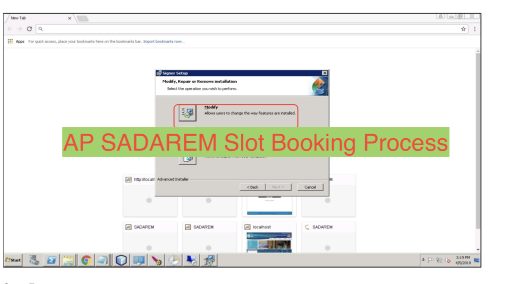 AP SADAREM Slot Booking Process