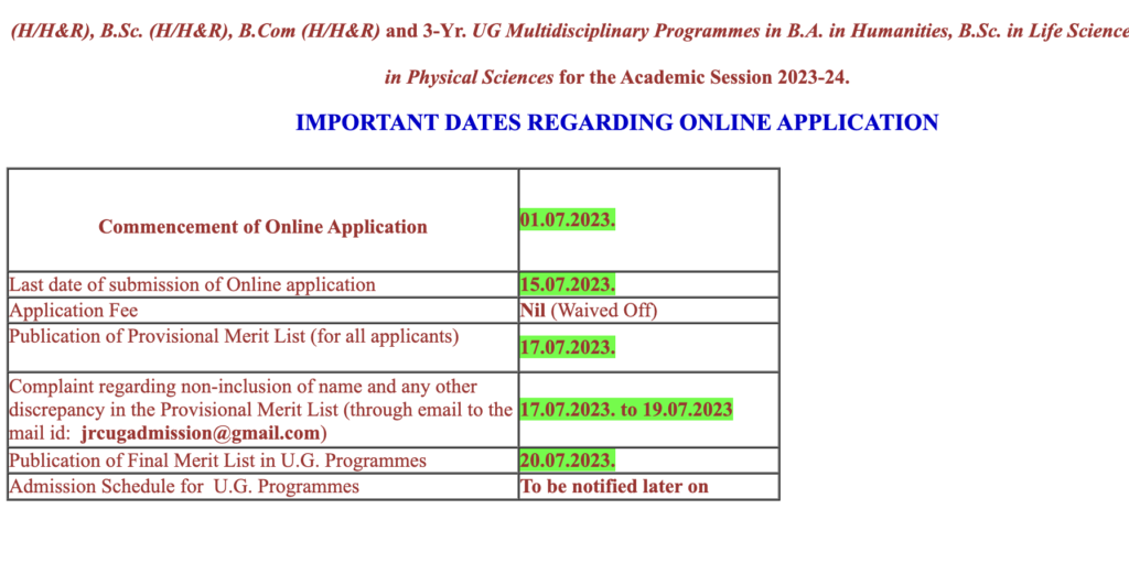 Jhargram Raj College Merit List 2024 {out} Admission List BA, BSc